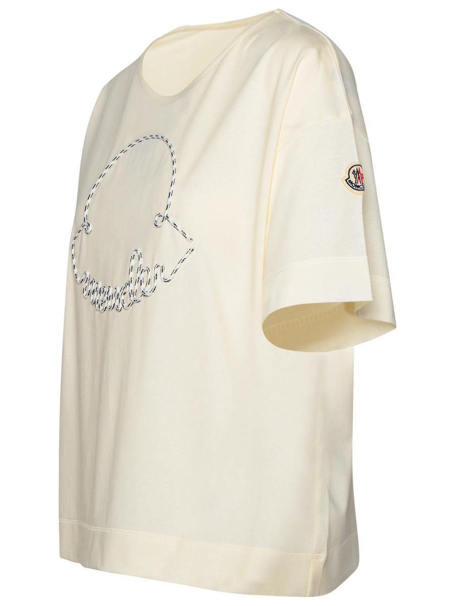 Tシャツ・カットソー MONCLER IVORY COTTON T-SHIRT Moncler Ivory Cotton T-Shirt - White - Women