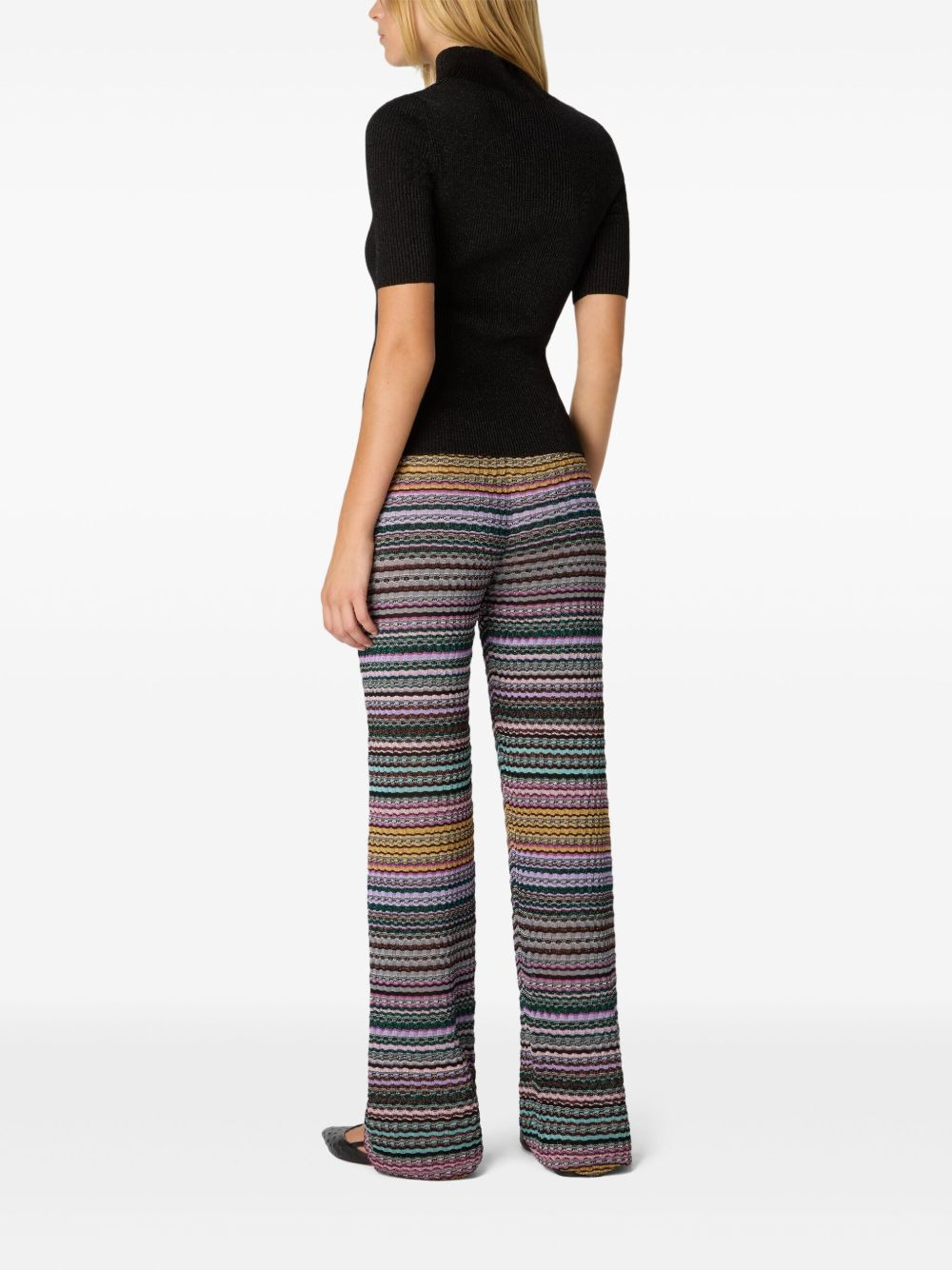 striped-pattern knit trousers - 3