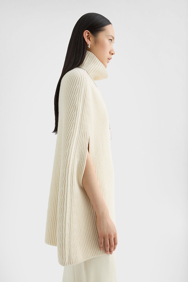 Midweight Wool High-Neck Cape - 3