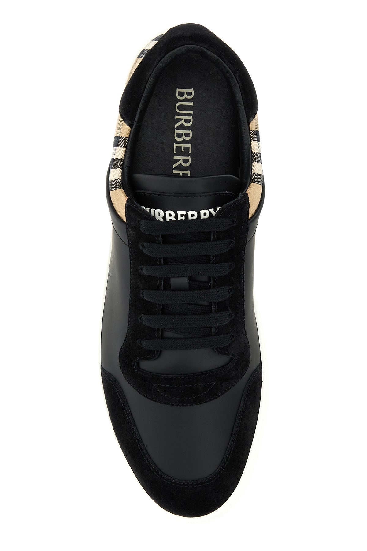 Black leather and fabric sneakers - 4