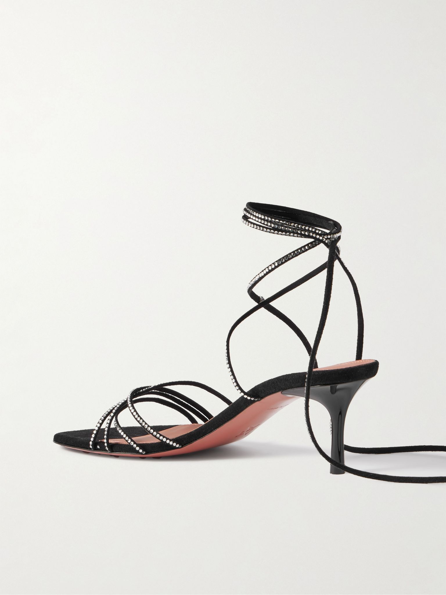 Lori Lace Up crystal-embellished suede sandals Black - 3