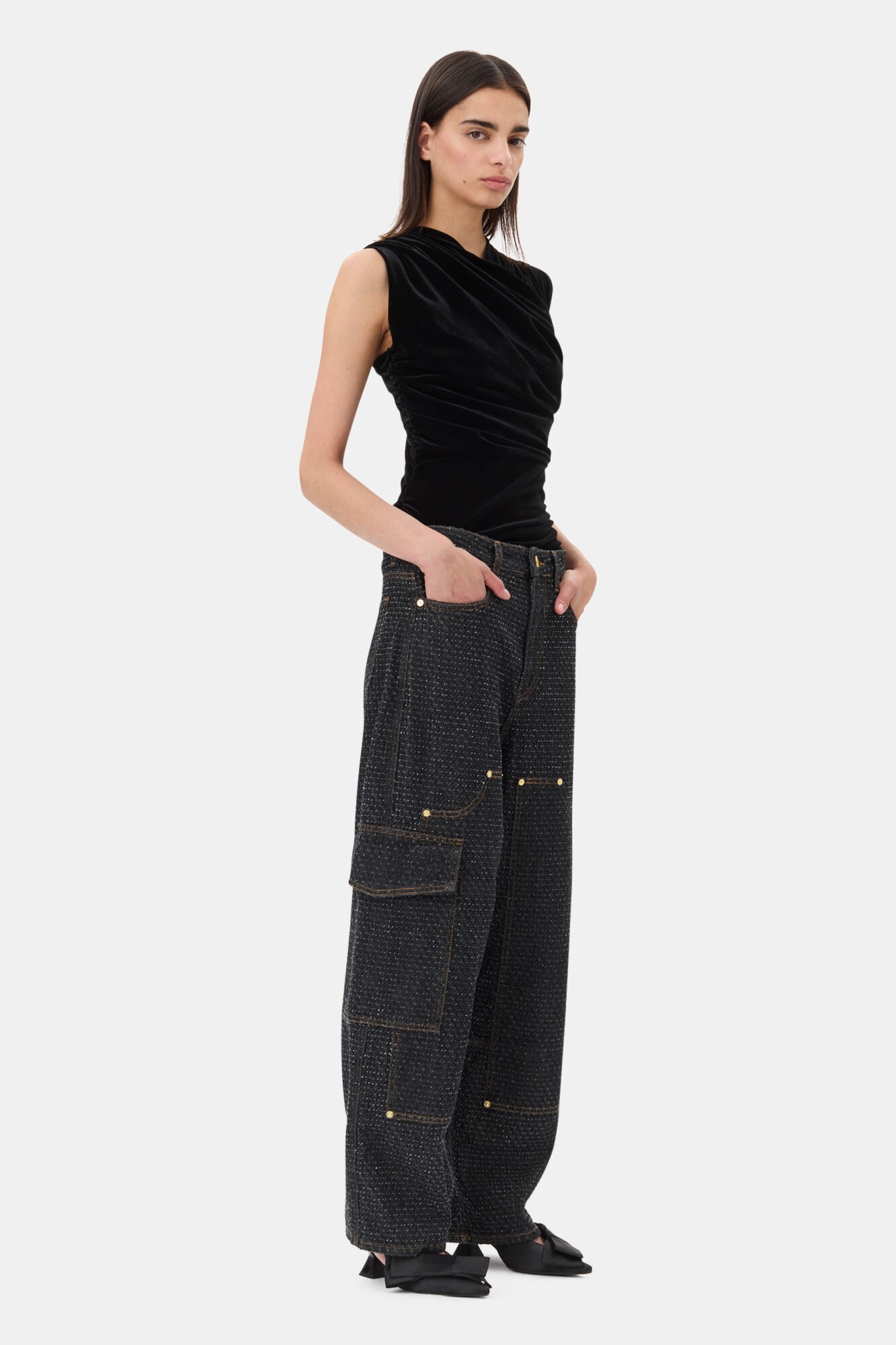 BLACK VELVET RUCHED TOP - 3