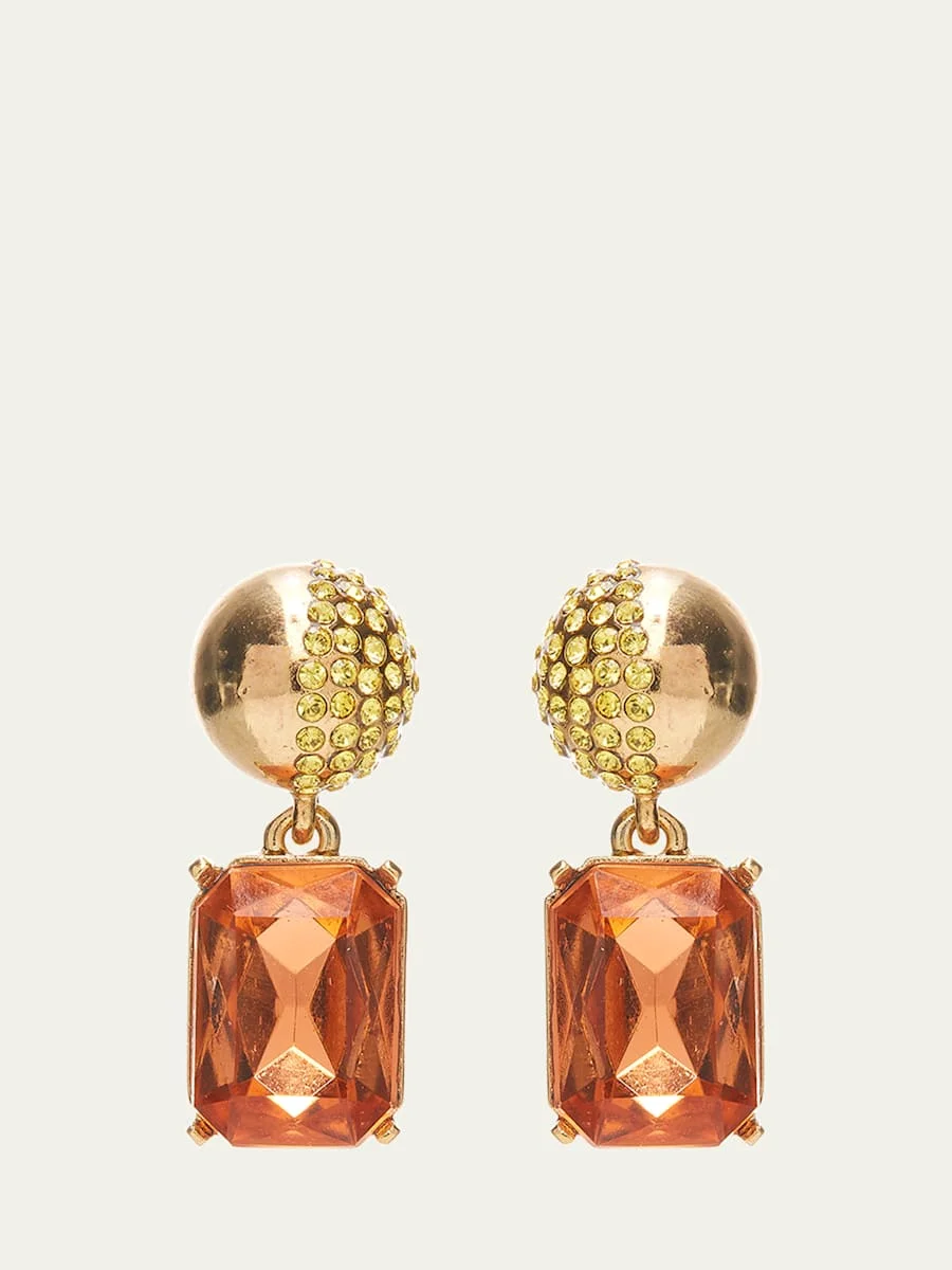 Half Pave Crystal Drop Earrings - 1