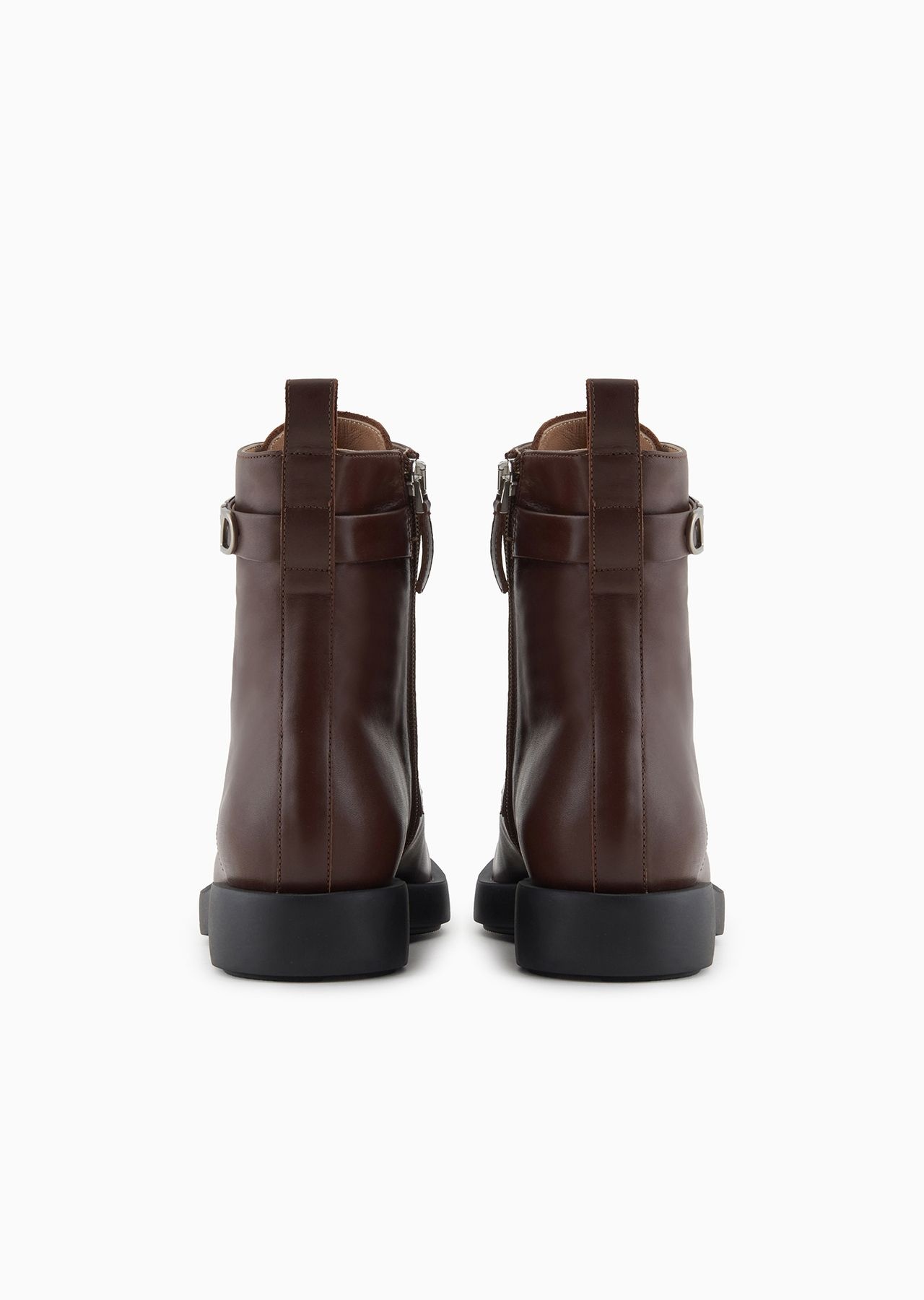Leather lace-up ankle boots with Icon logo strap - 3