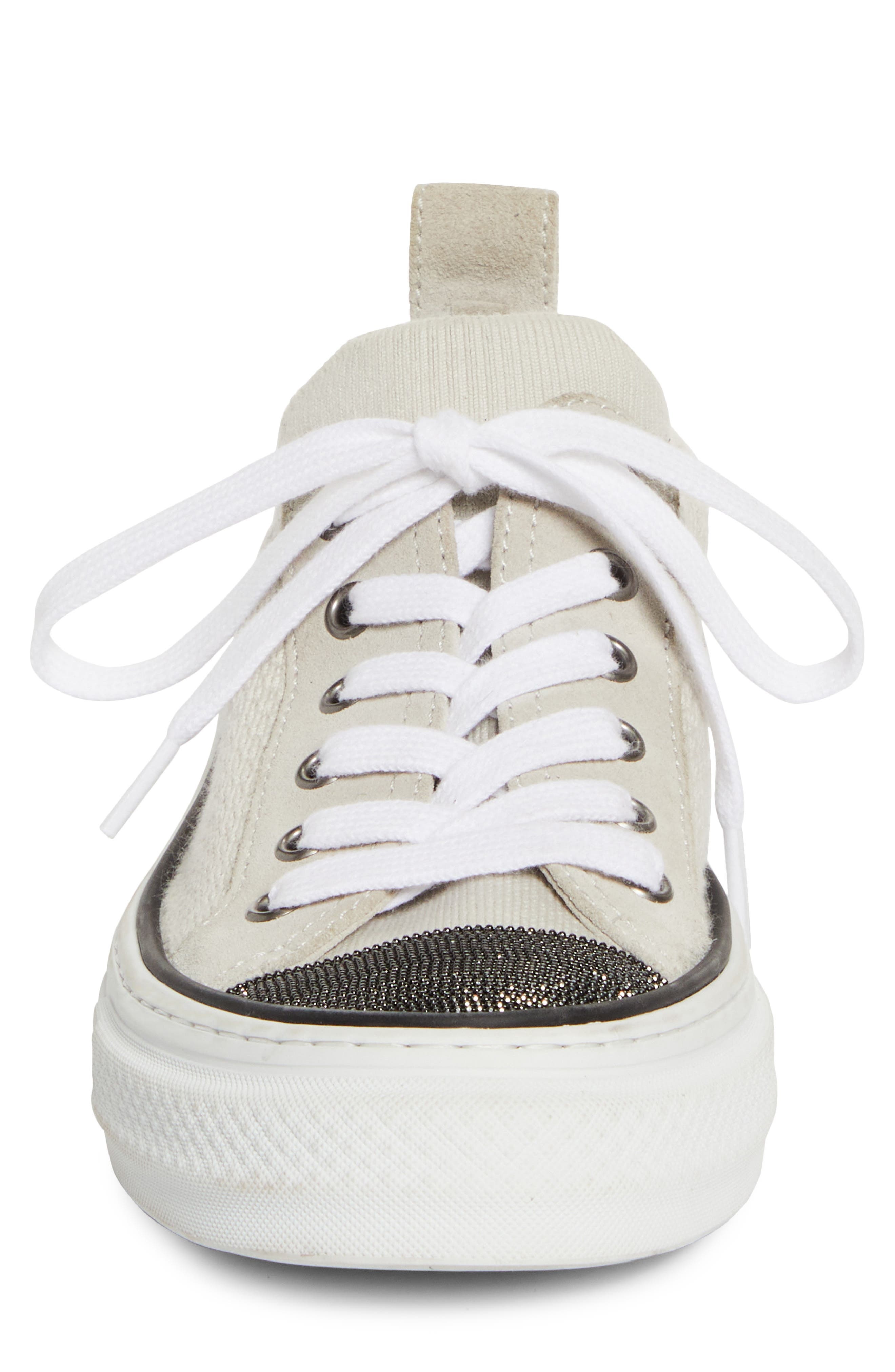 Brunello Cucinelli Monili Trim Platform Sneaker in White at Nordstrom - 4