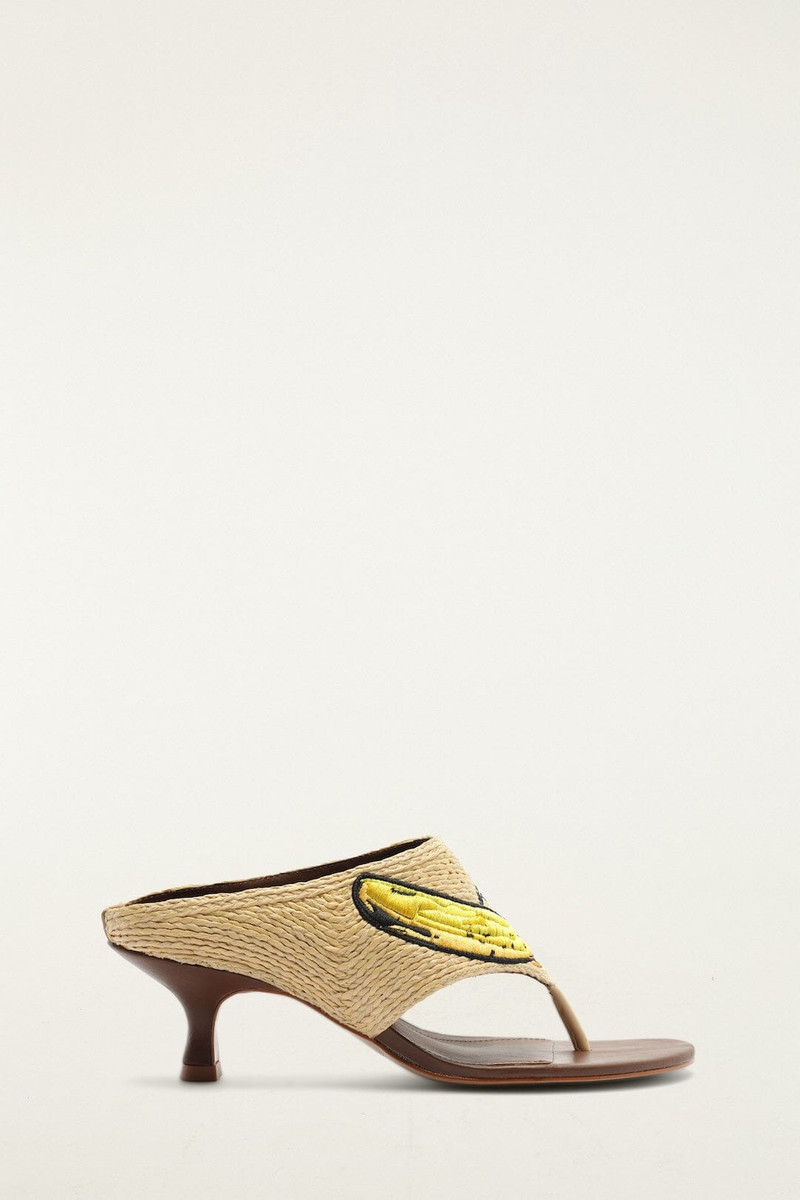 FARM RIO Raffia Embroidered Icons Kitten Heeled Sandal outlook
