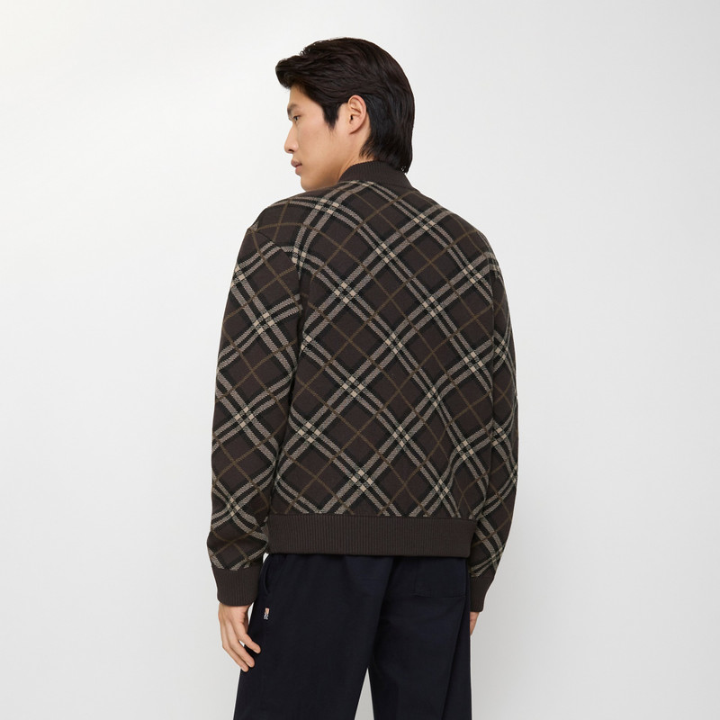 Check Wool Cashmere Bomber Jacket 3