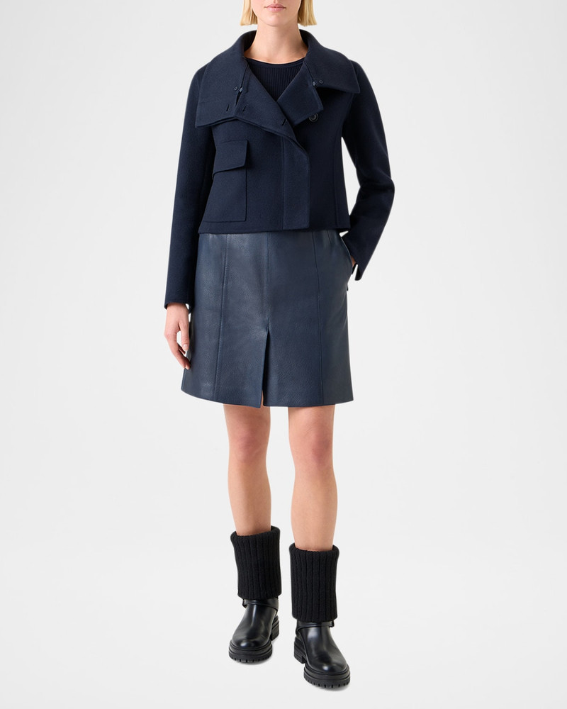 AKRIS Edena Cashmere Short Jacket With Detachable Shearling Goat Collar outlook