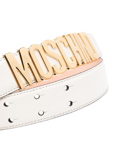 Moschino logo-buckle leather belt outlook