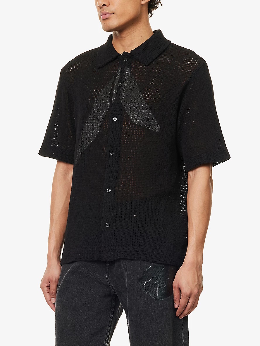 Abstract-print cotton-knit shirt - 3