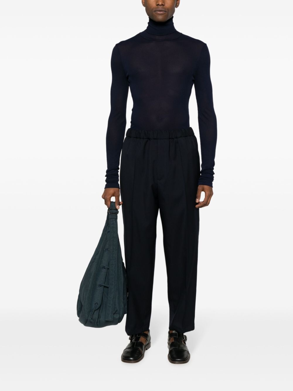 elasticated-waistband cotton trousers - 2