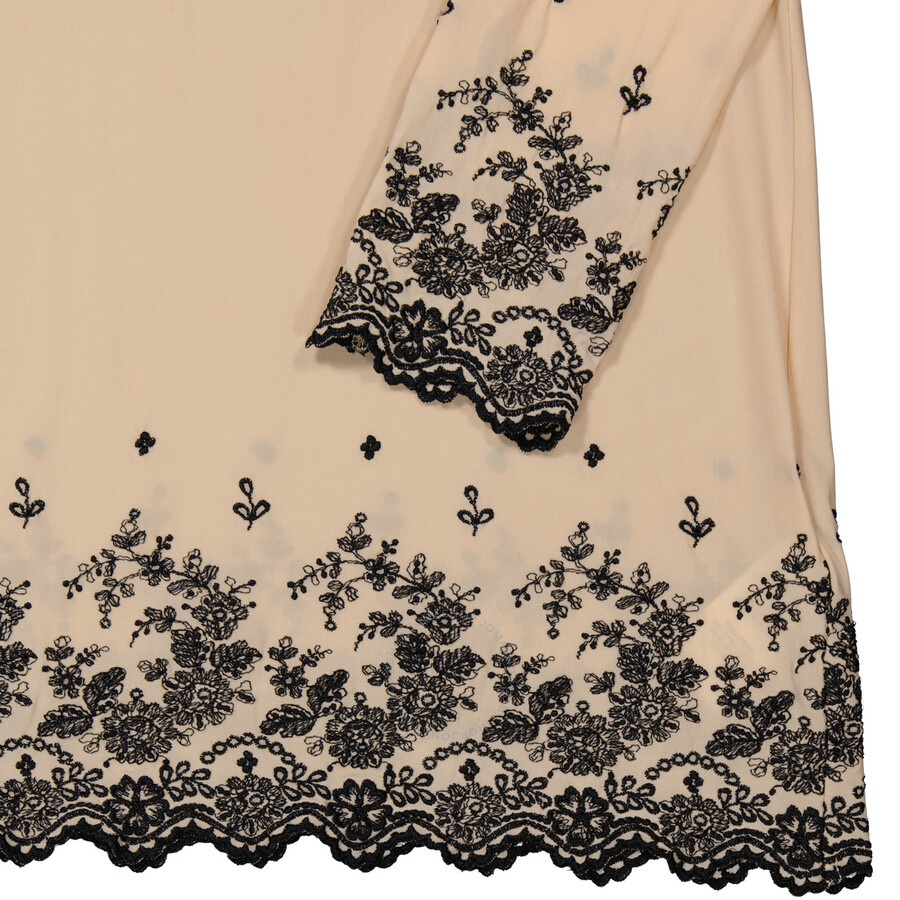 Rabanne Ladies Long-Sleeve Floral Embroidered Mini Dress - 8