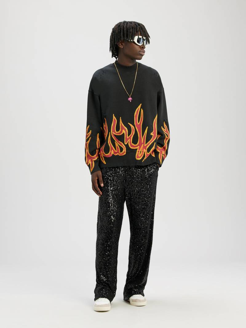 Palm Angels GARMENT DYE GRAFFITI FLAMES SWEATSHIRT outlook