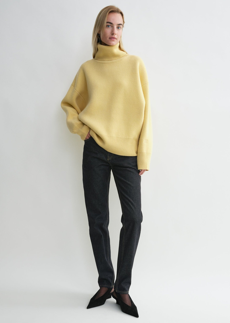 Totême Double-knit turtleneck soft yellow outlook