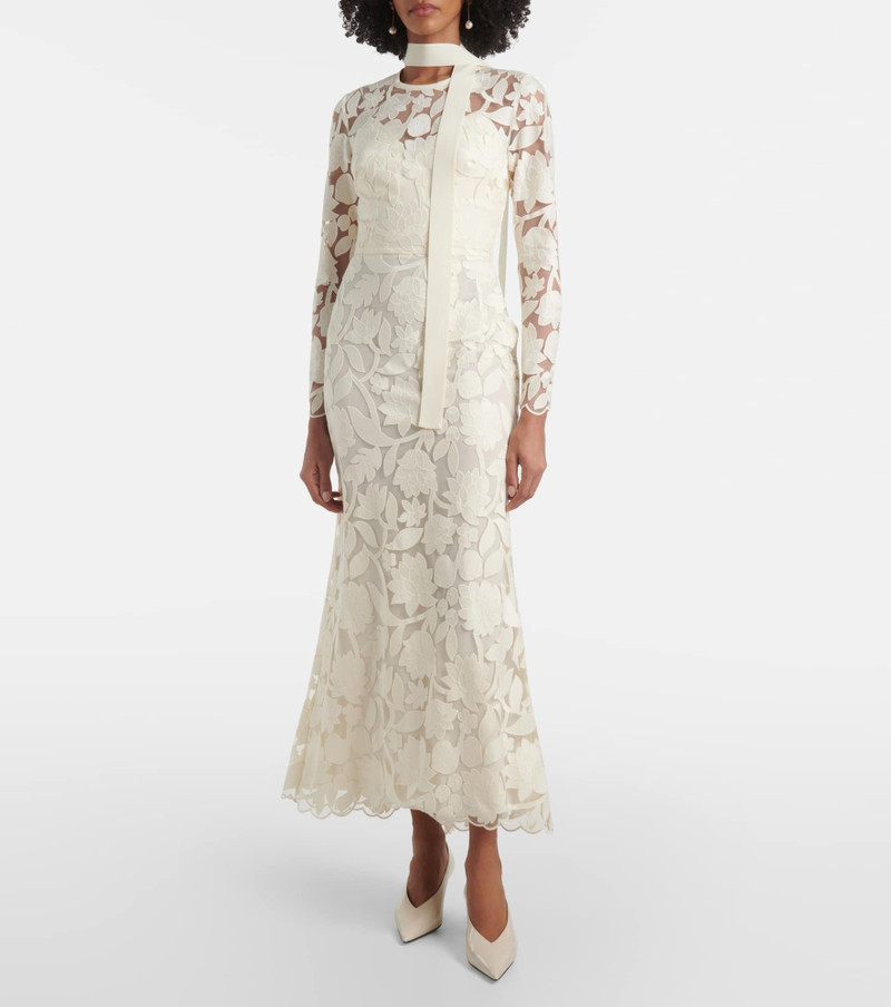 ELIE SAAB Floral embroidered tulle midi dress outlook
