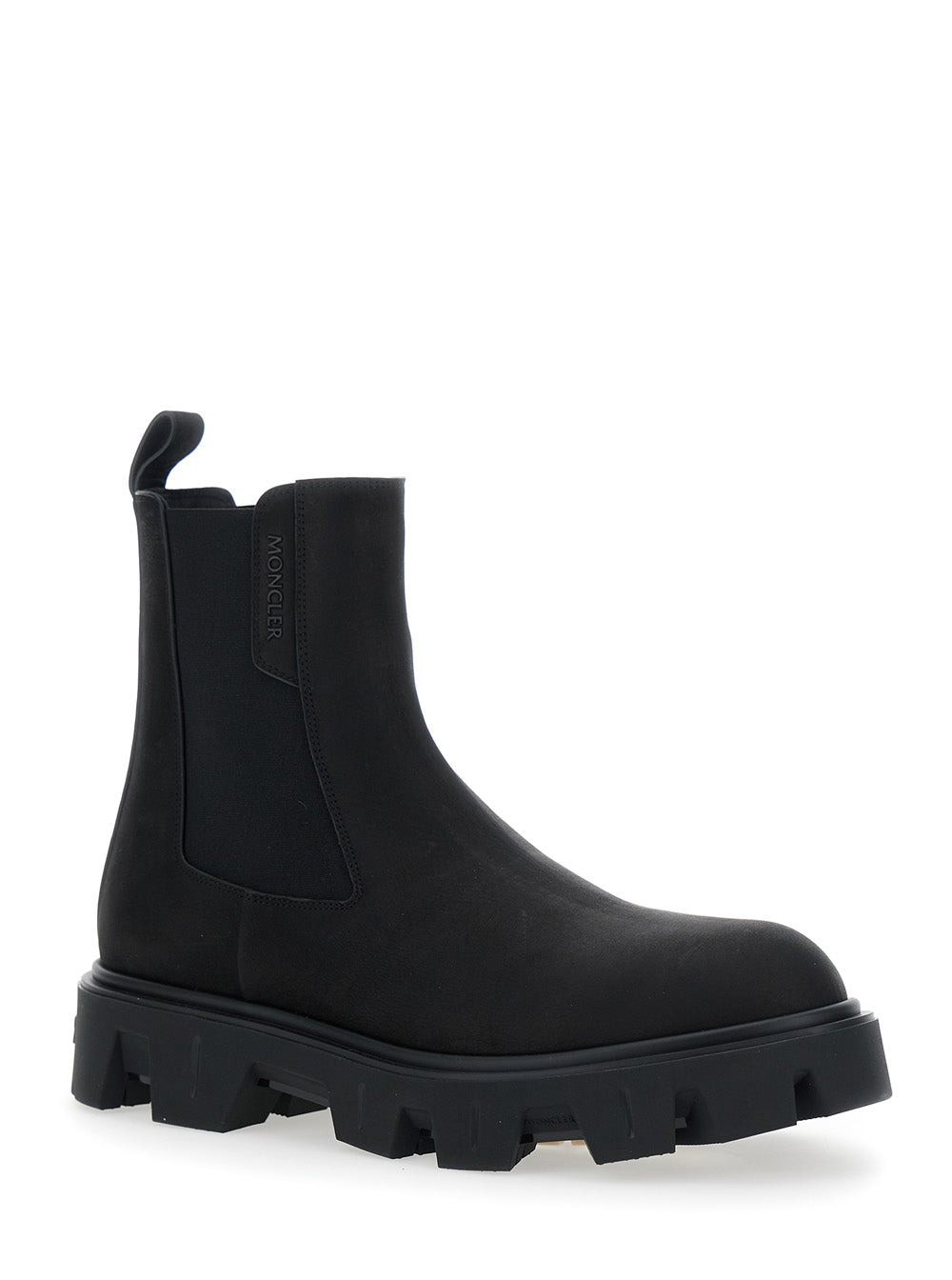 Moncler Men 'Peack' Black Ankle Boots With Elastic Details In Leather Woman - 2