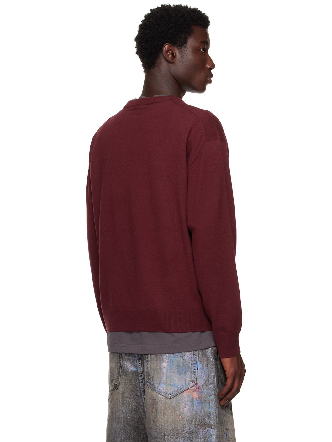 Burgundy Logo Knit Pullover Sweater - 3