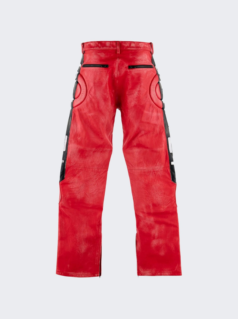 SAINT M×××××× Leather Racer Pants Red outlook