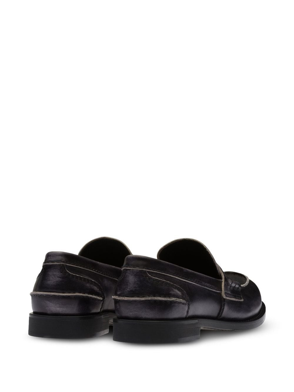 logo-plaque leather loafers - 3