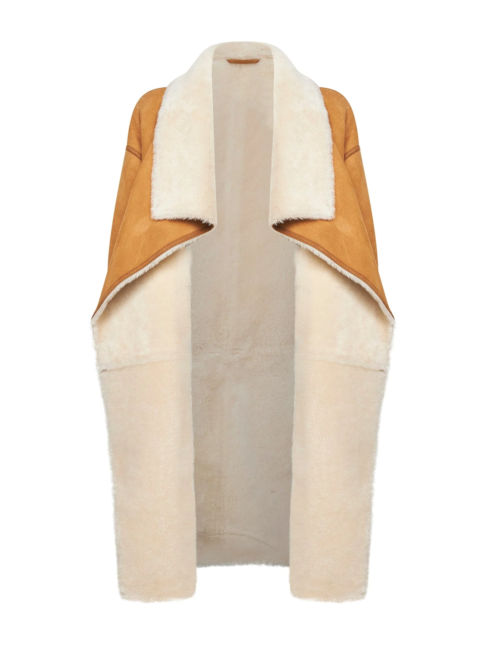 Camel suede and shearling coat - 1