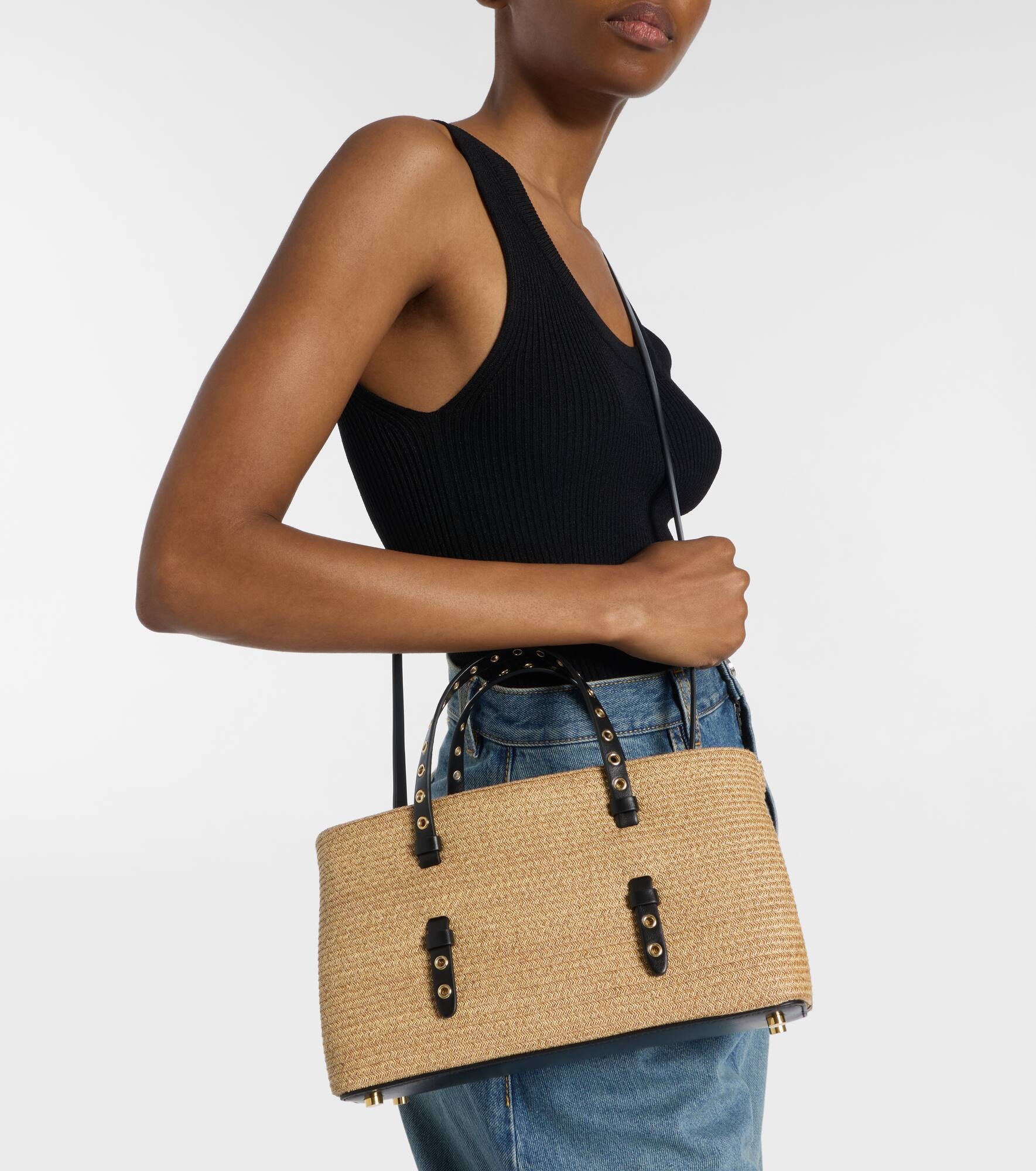 Mina 25 Medium straw tote bag - 2