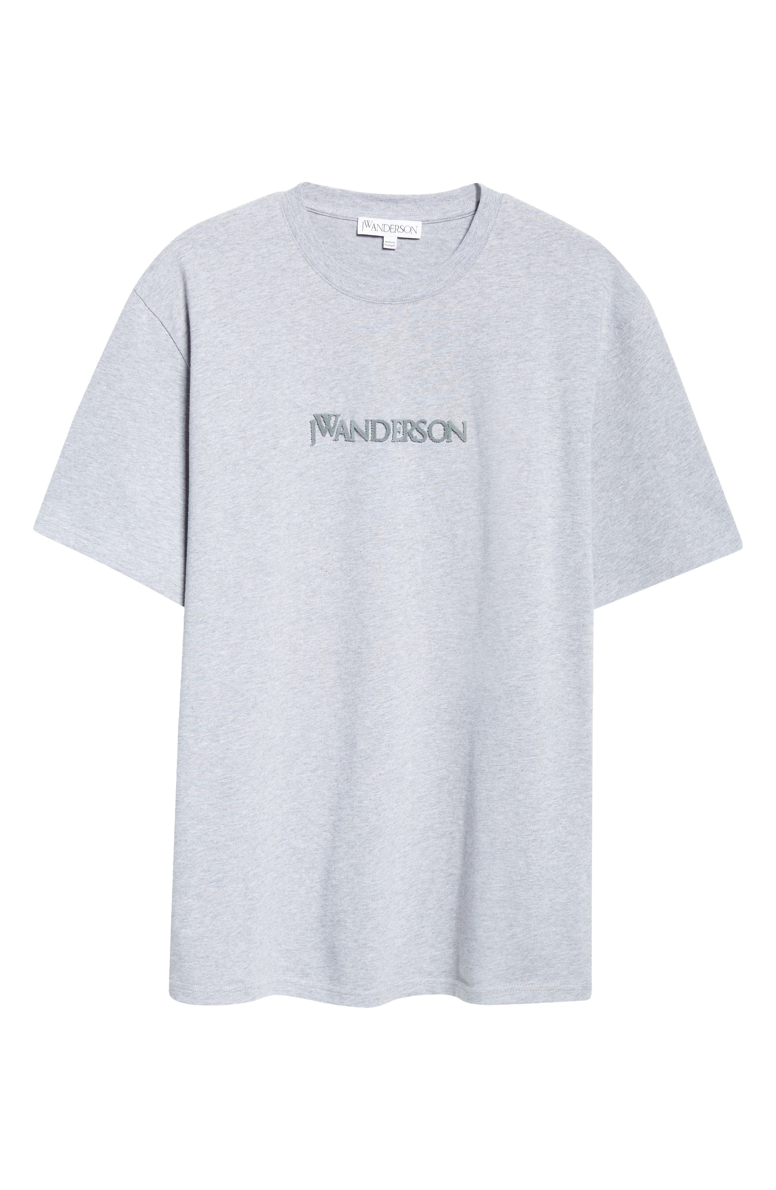 JW Anderson Embroidered Logo Cotton T-Shirt in Grey Melange at Nordstrom - 6