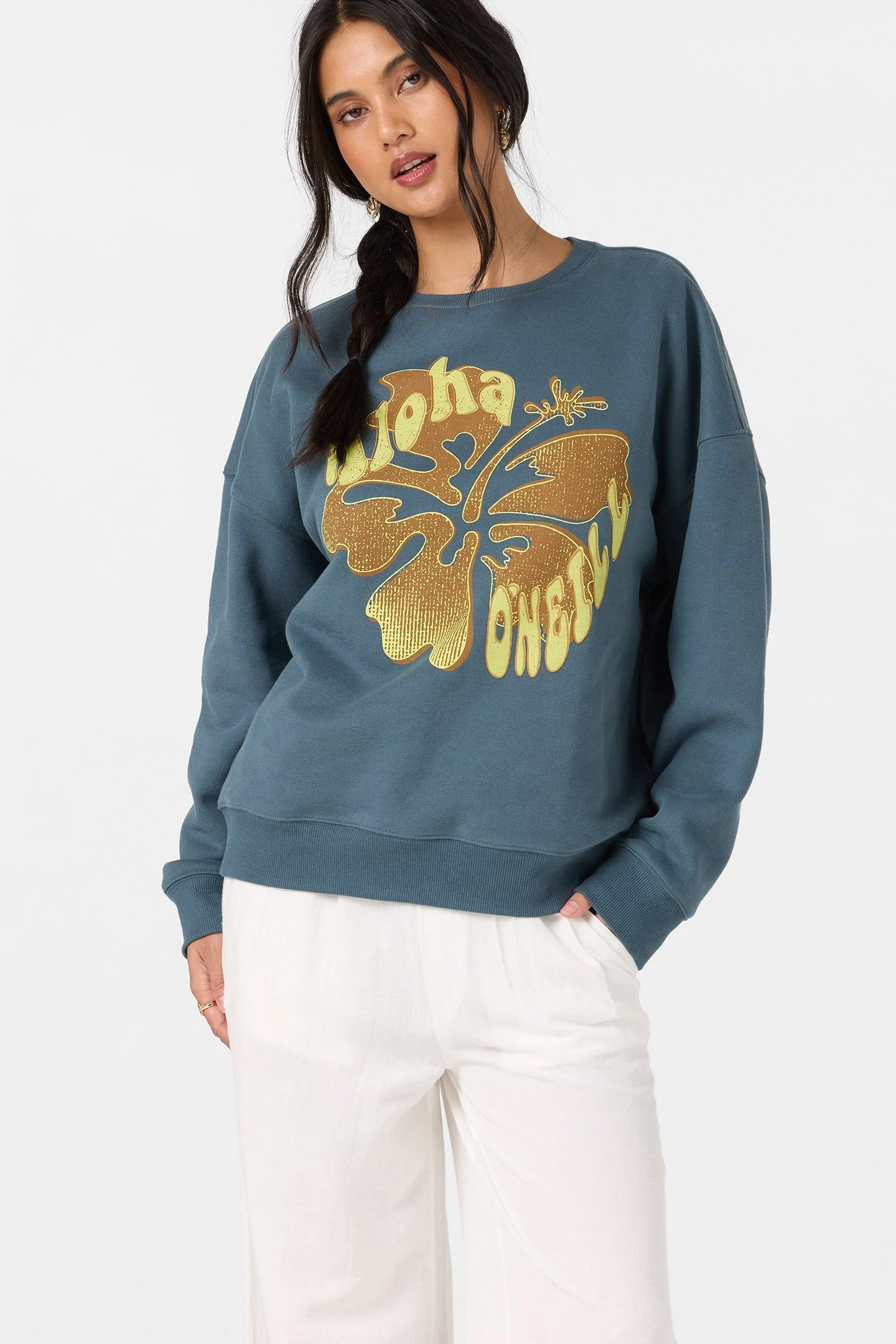 Hibiscus Hawaii Oversized Crew Neck Fleece - 1