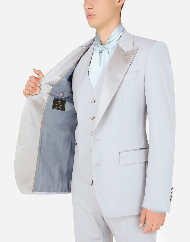 Three-piece Sicilia-fit suit in stretch wool - 11