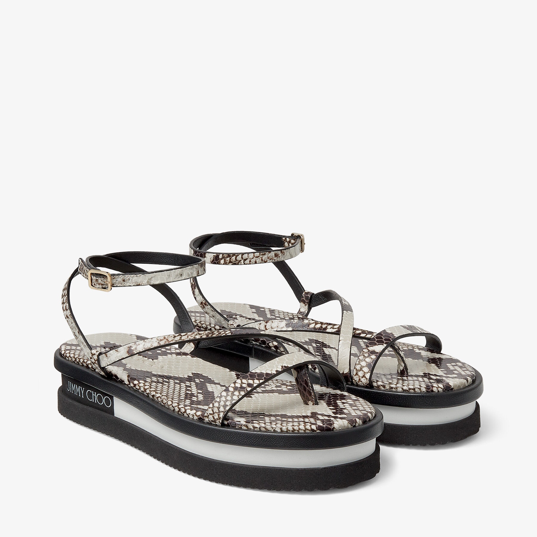 Pine Flat
Roccia Snake Printed Leather Platform Sandals - 3