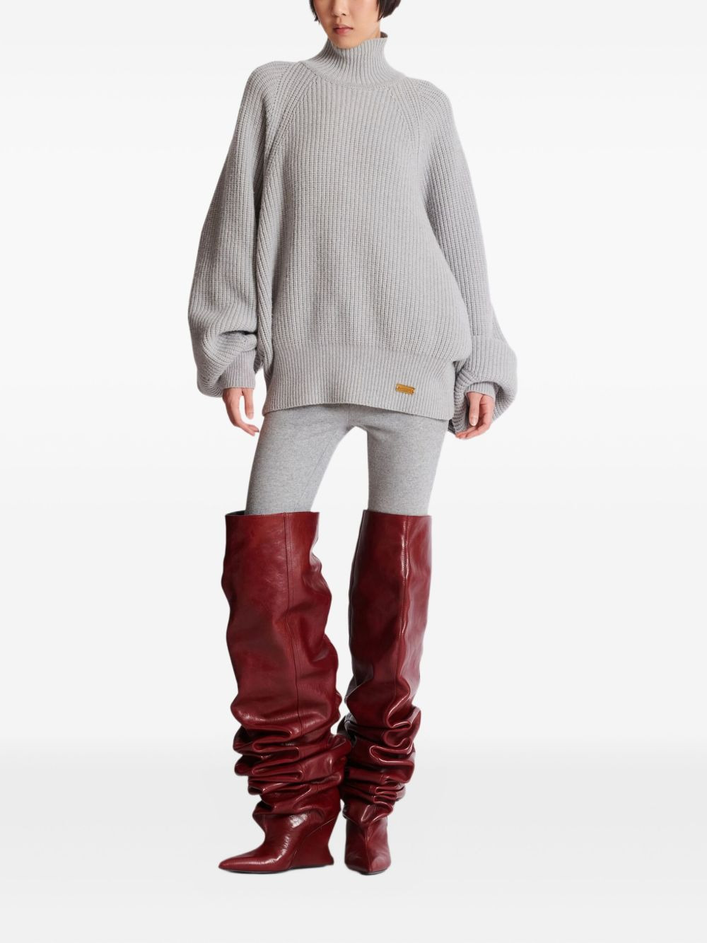 turtleneck ribbed jumper - 2