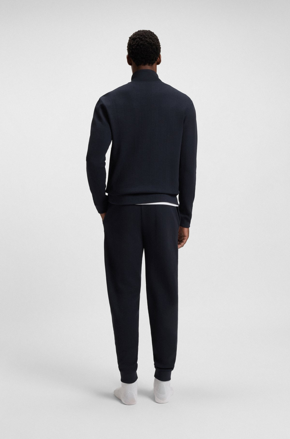ZIP-NECK SWEATER IN A WAFFLE-STRUCTURED COTTON - 4