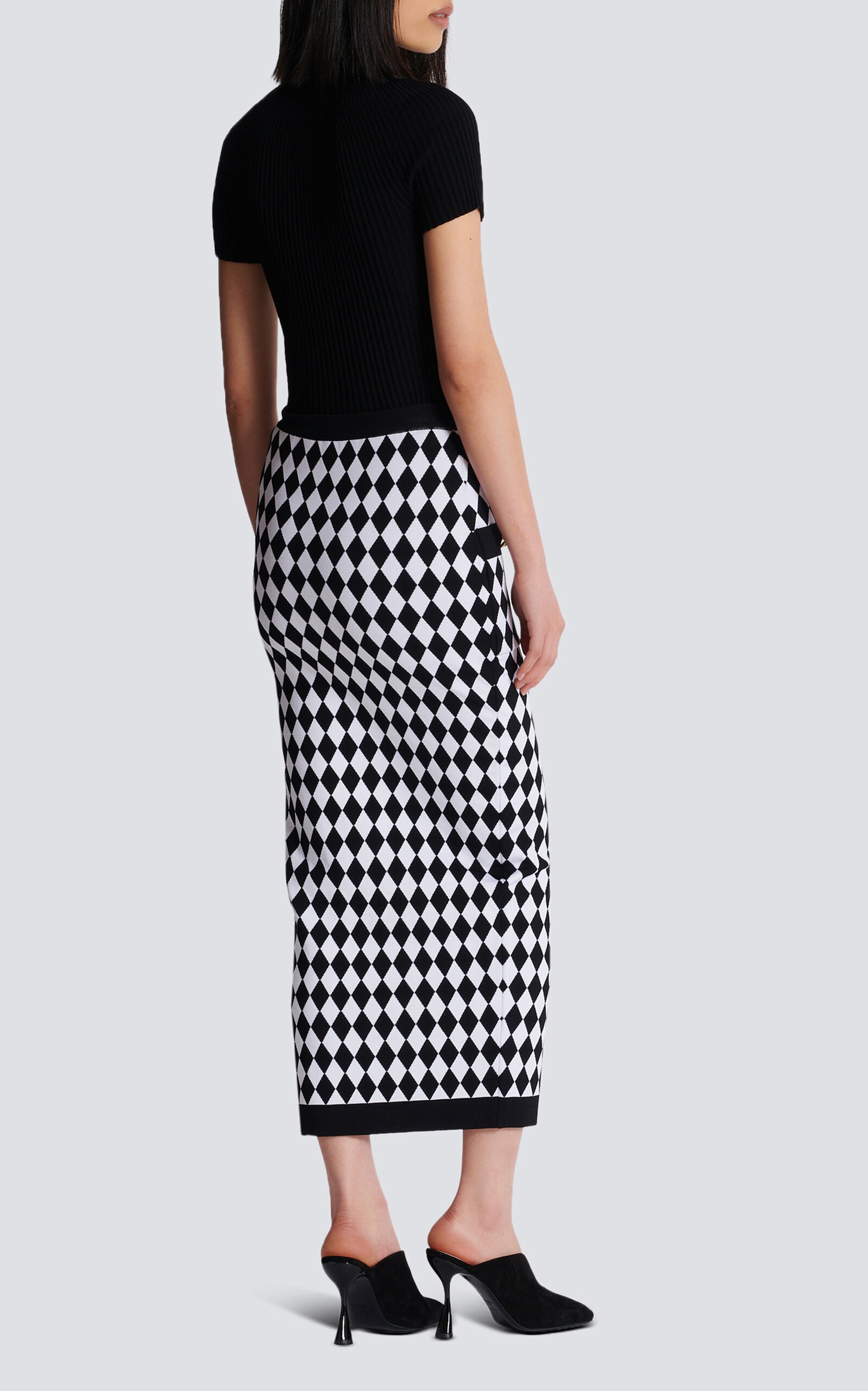 Diamond-Jacquard Knit Midi Skirt black/white - 3