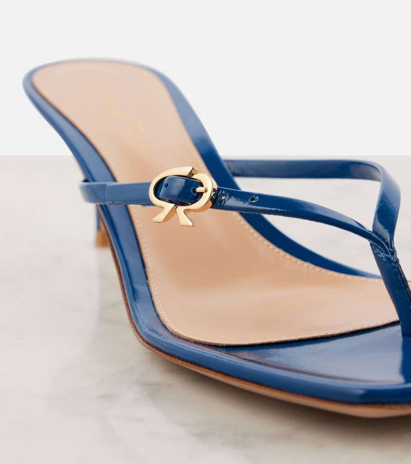 Ribbon patent leather thong sandals 5
