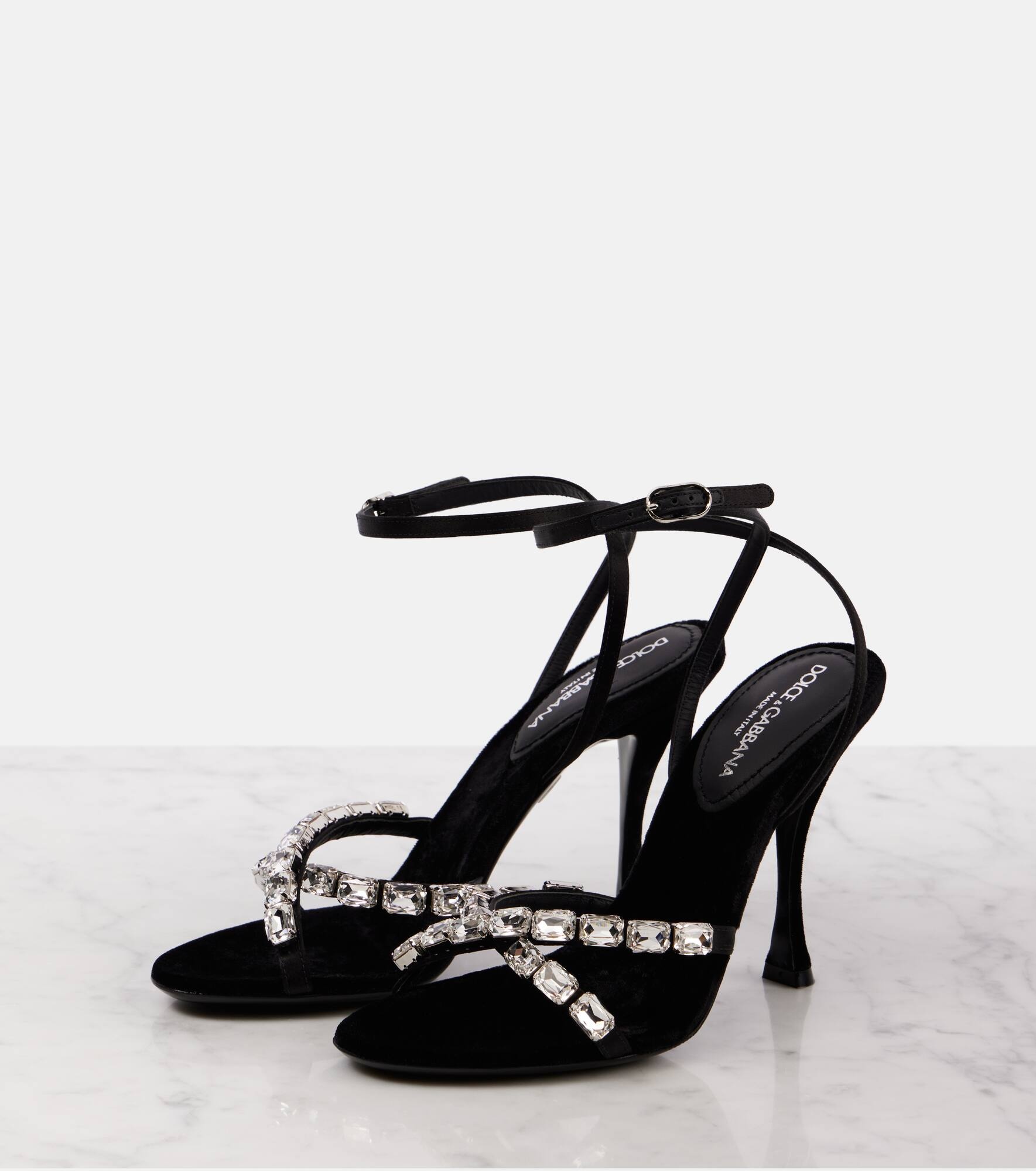 Crystal-embellished satin sandals - 3