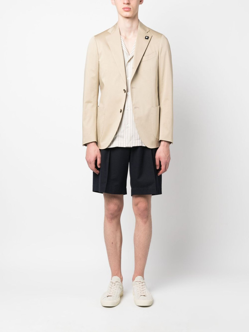 LARDINI satin-finish single-breasted blazer outlook