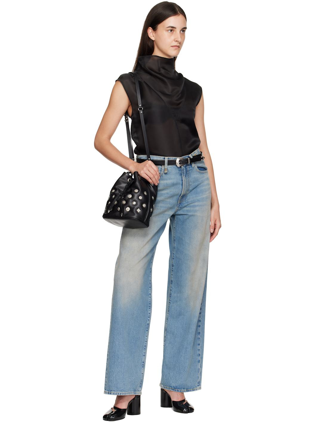 Black Concho Drawstring Bag - 4