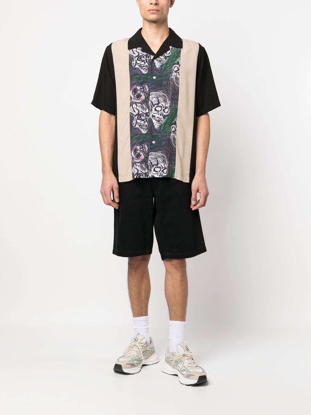 skull-print bowling shirt - 2