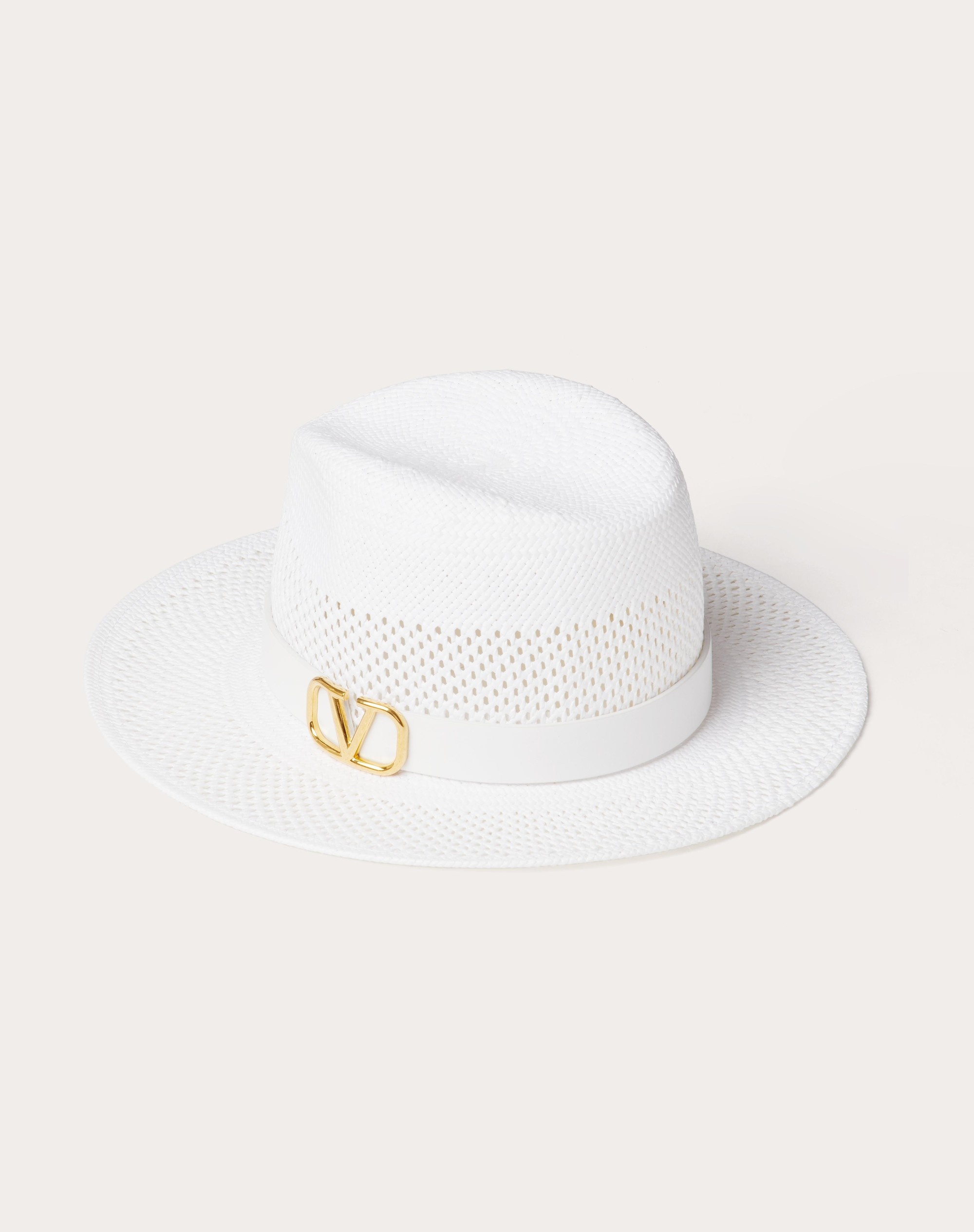 TEXTILE PAPER AND LEATHER VLOGO SIGNATURE FEDORA HAT - 3