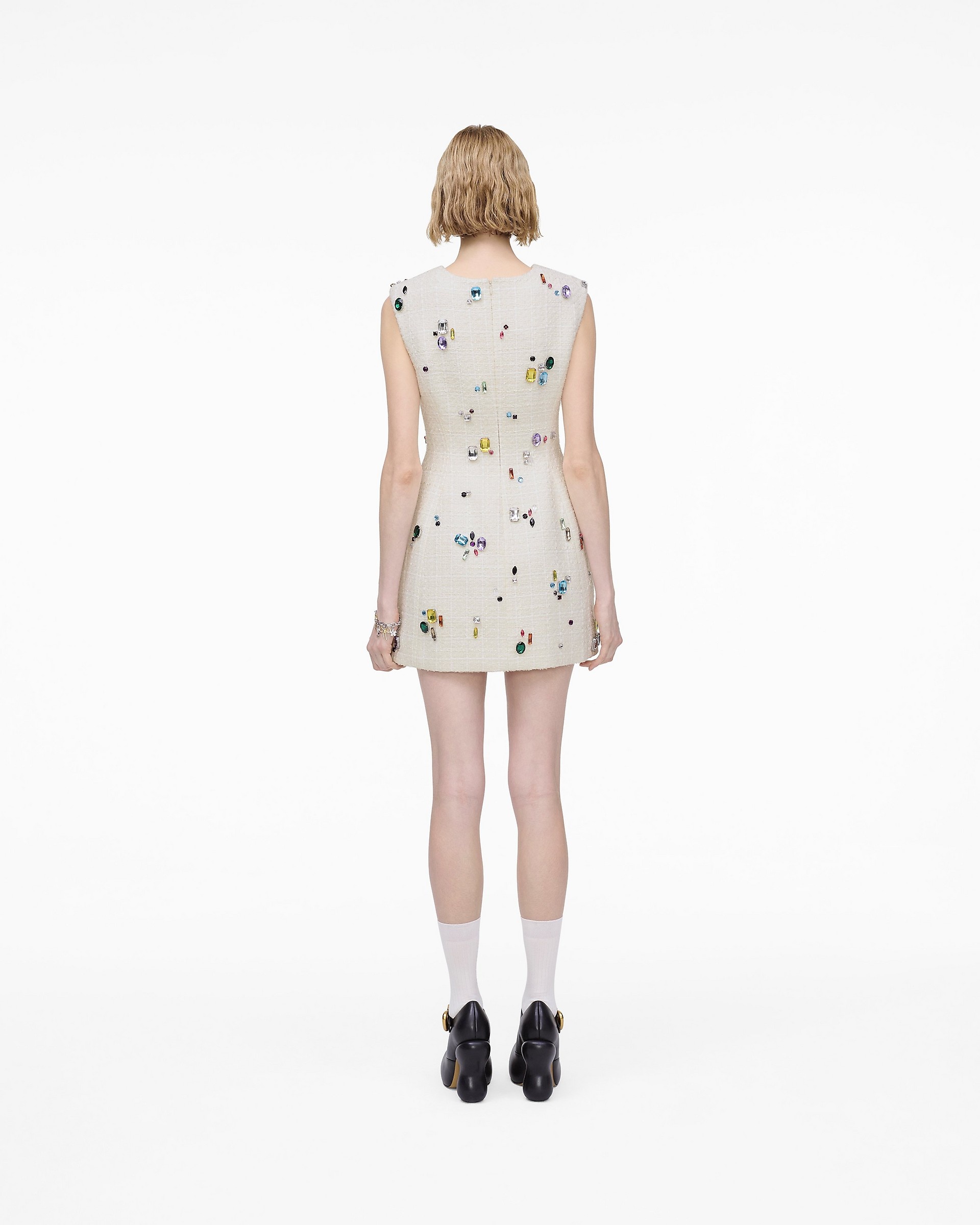 SCULPTURAL GEM TWEED DRESS - 4