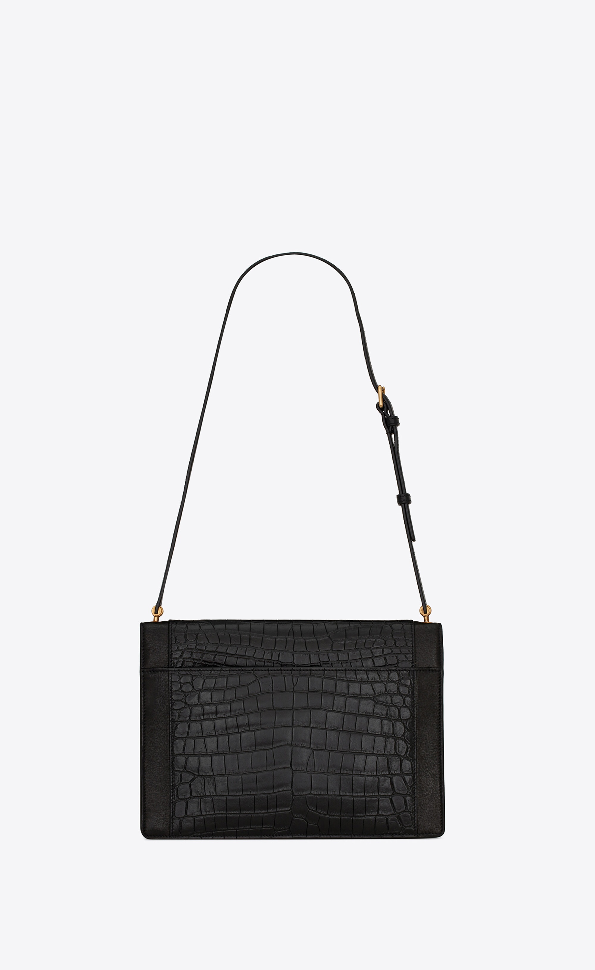 gaby satchel in crocodile-embossed lacquered leather and lambskin - 3