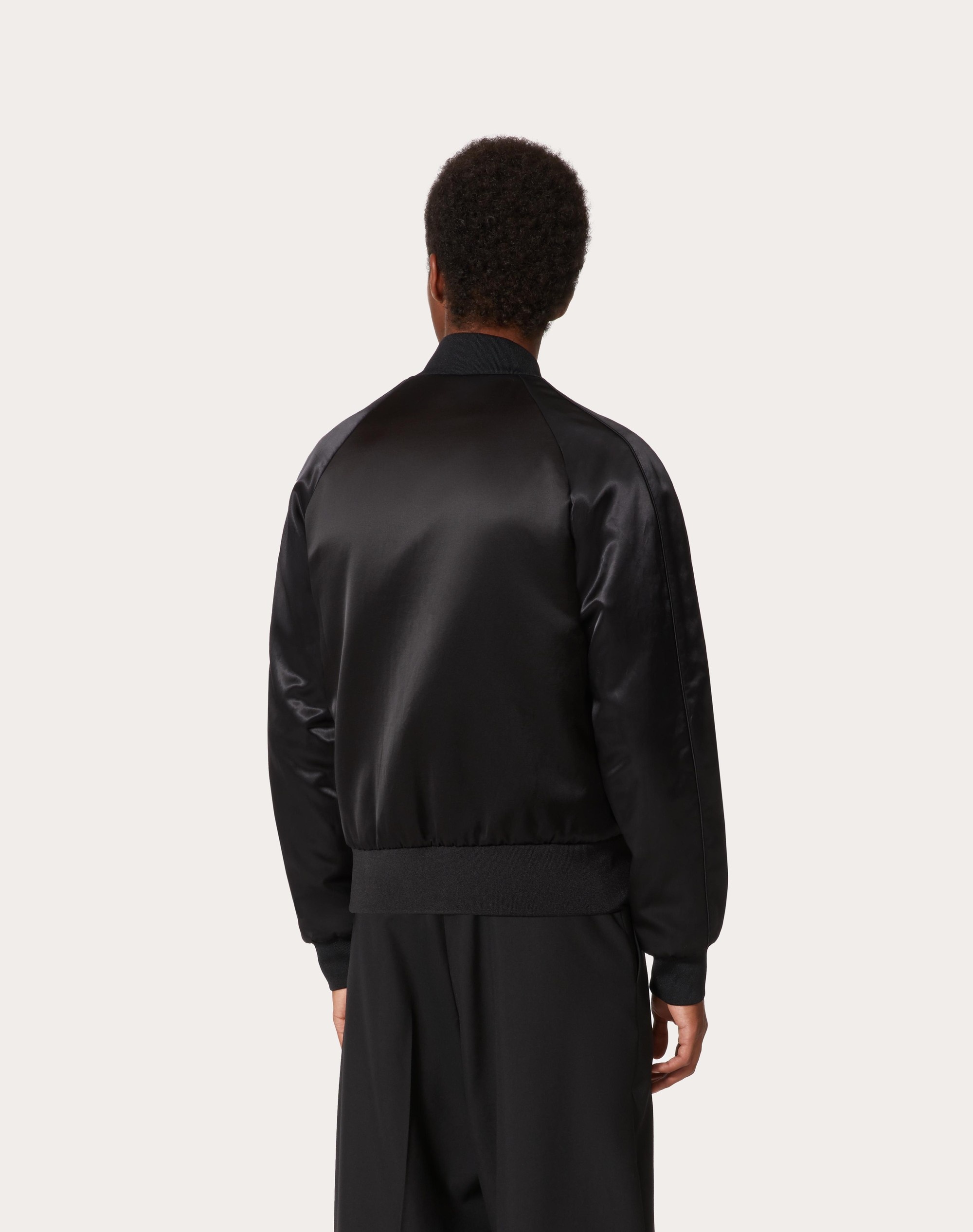 VISCOSE BOMBER JACKET WITH SEQUIN EMBROIDERED PALM - 4