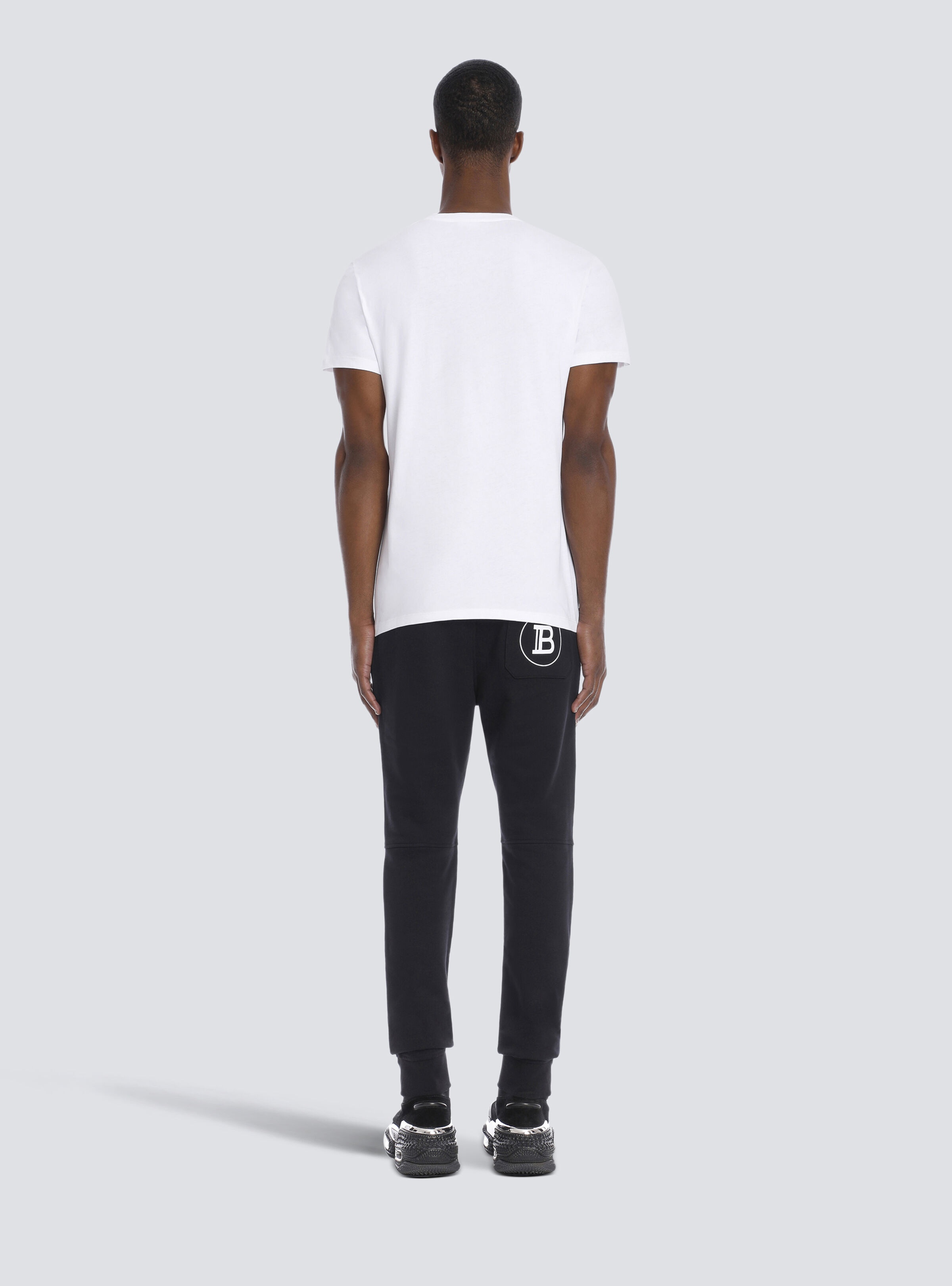 Cotton T-shirt with Balmain Paris logo print - 4