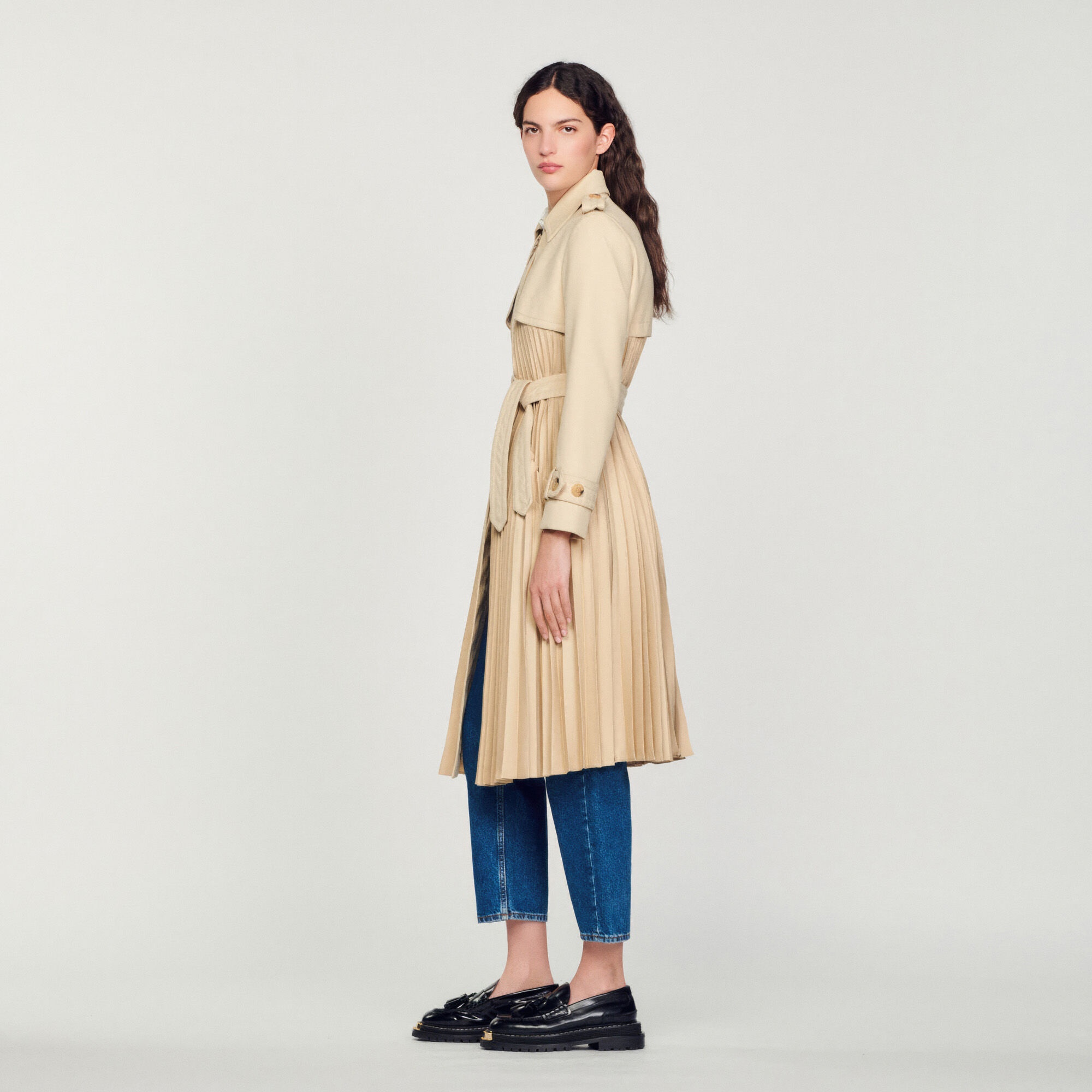 PLEATED TRENCH COAT WITH BELT - 7