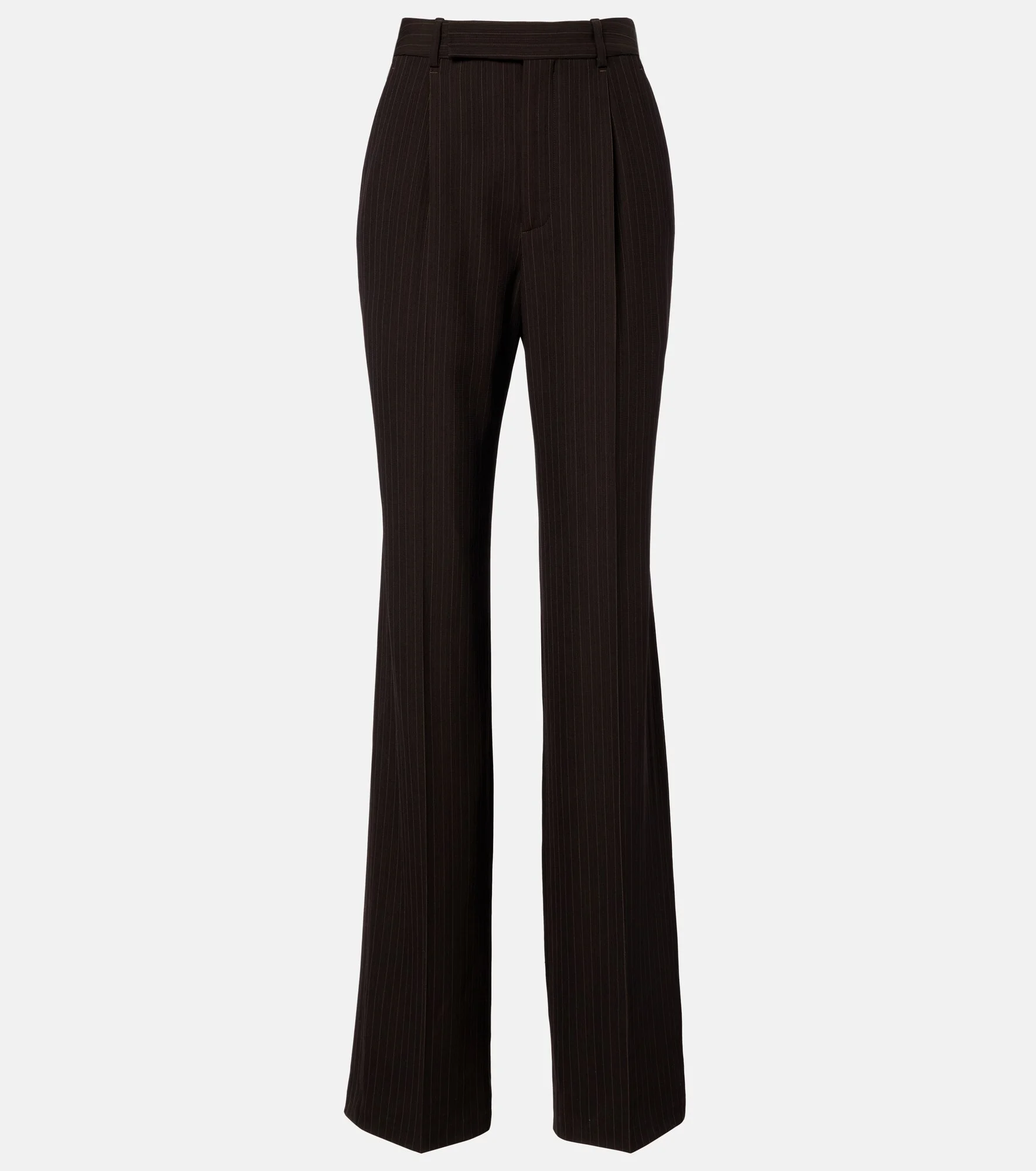 Pinstripe wool-blend wide-leg pants - 1