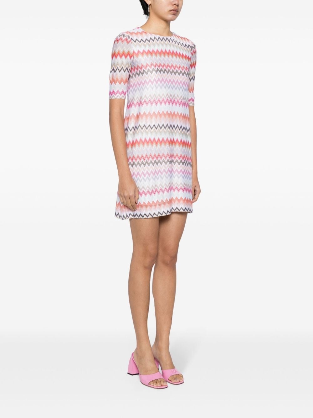 zigzag-woven minidress - 3