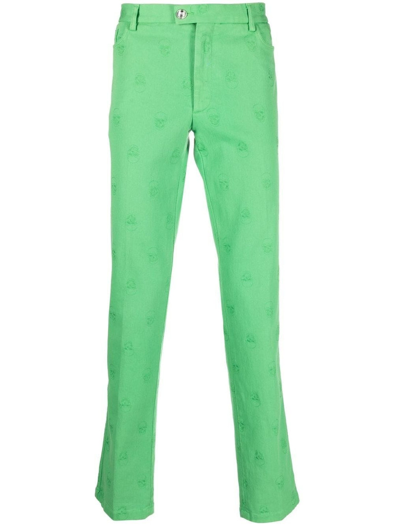 skull embroidery straight-leg jeans 1