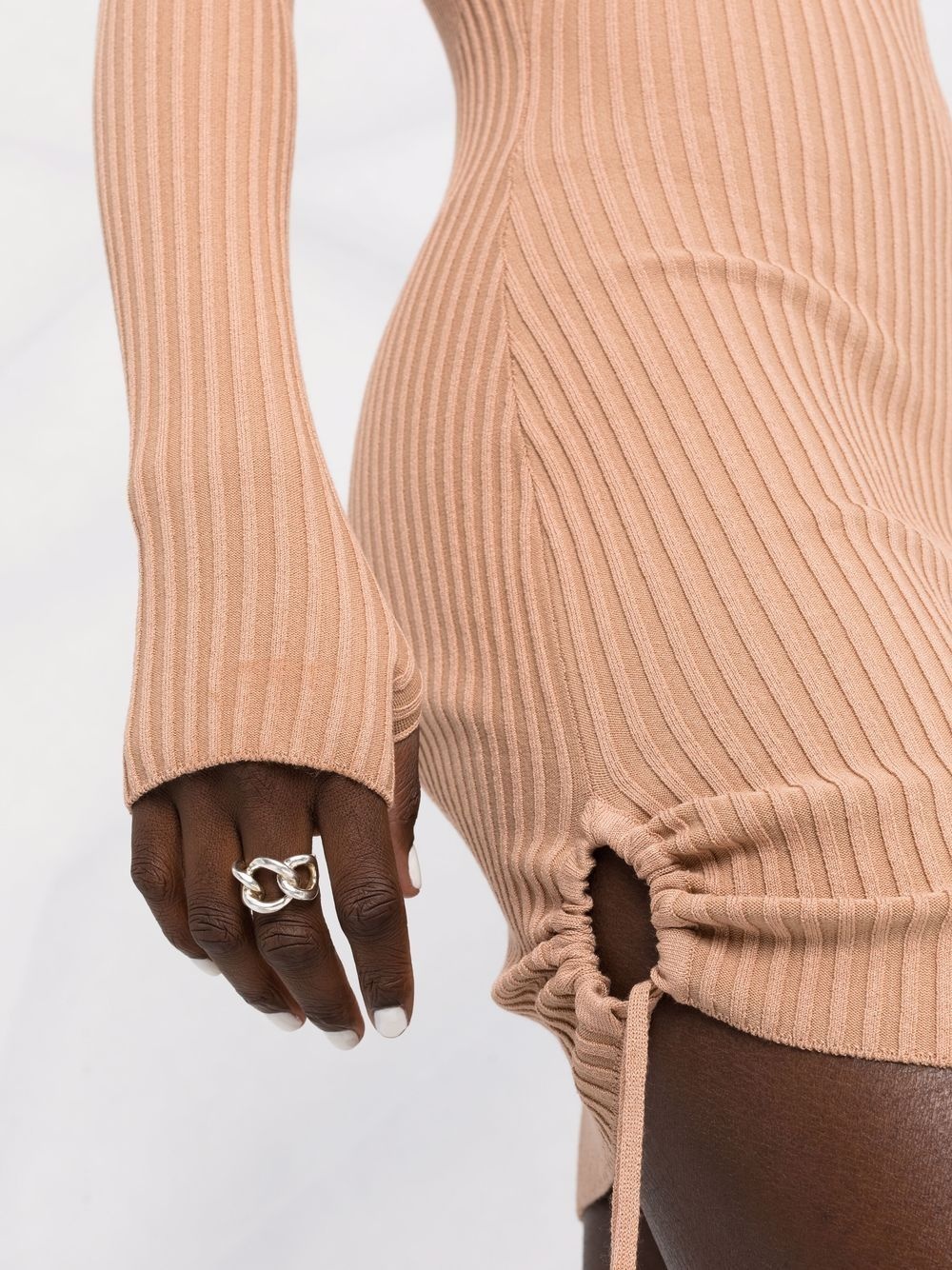 roll-neck ribbed knit dress - 3