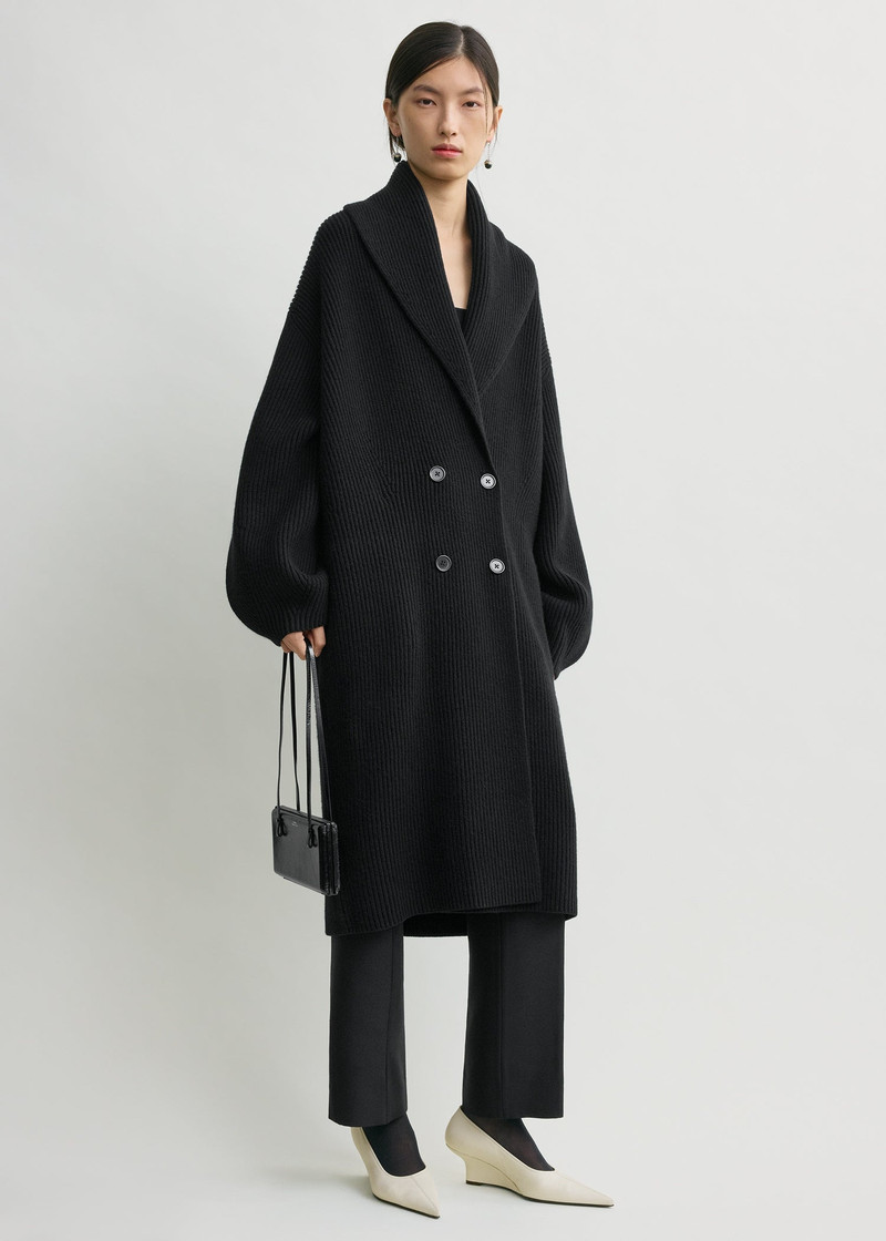 TOTEME Long shawl-lapel cardigan black outlook