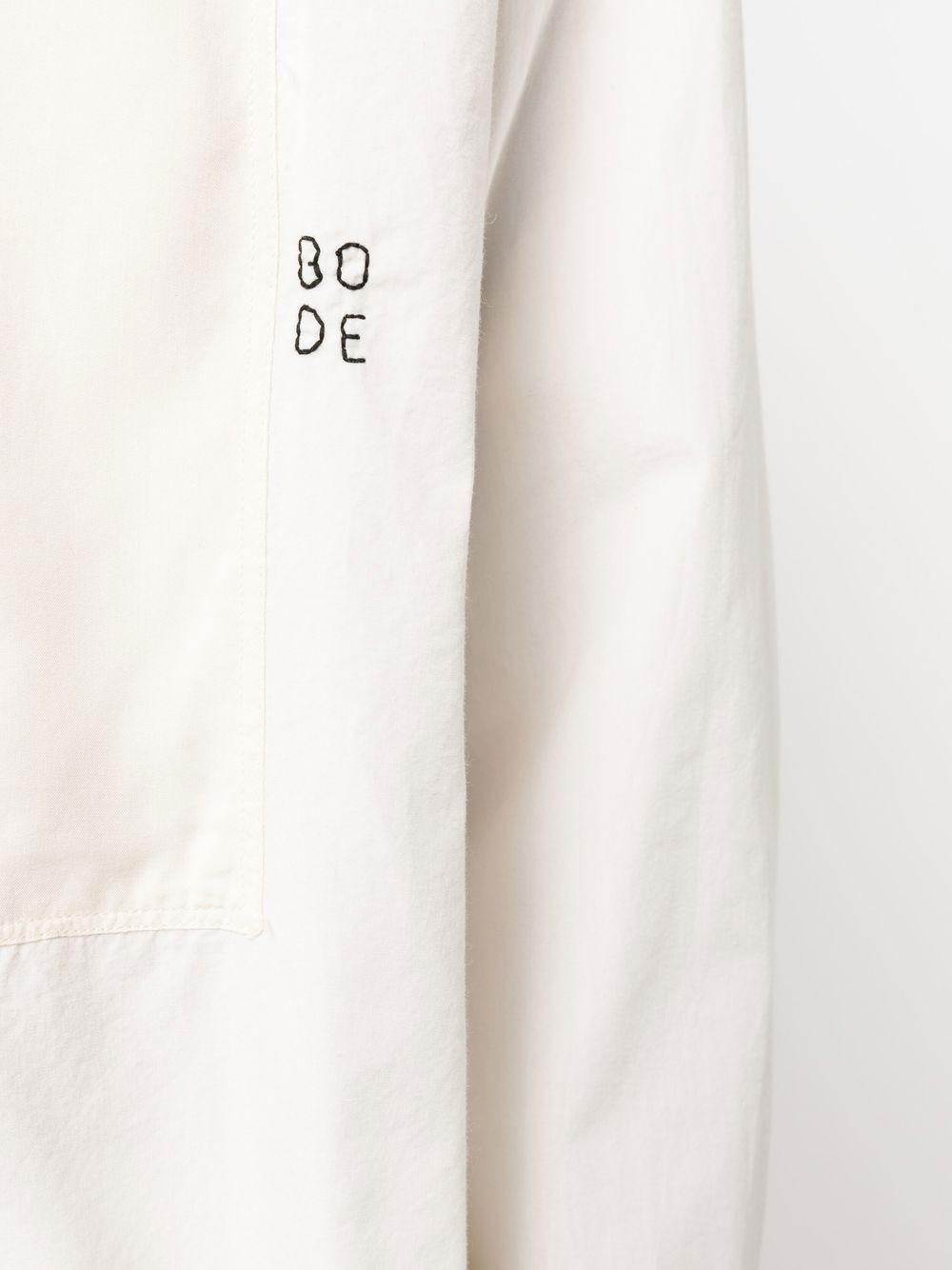 logo-embroidered collarless shirt - 5