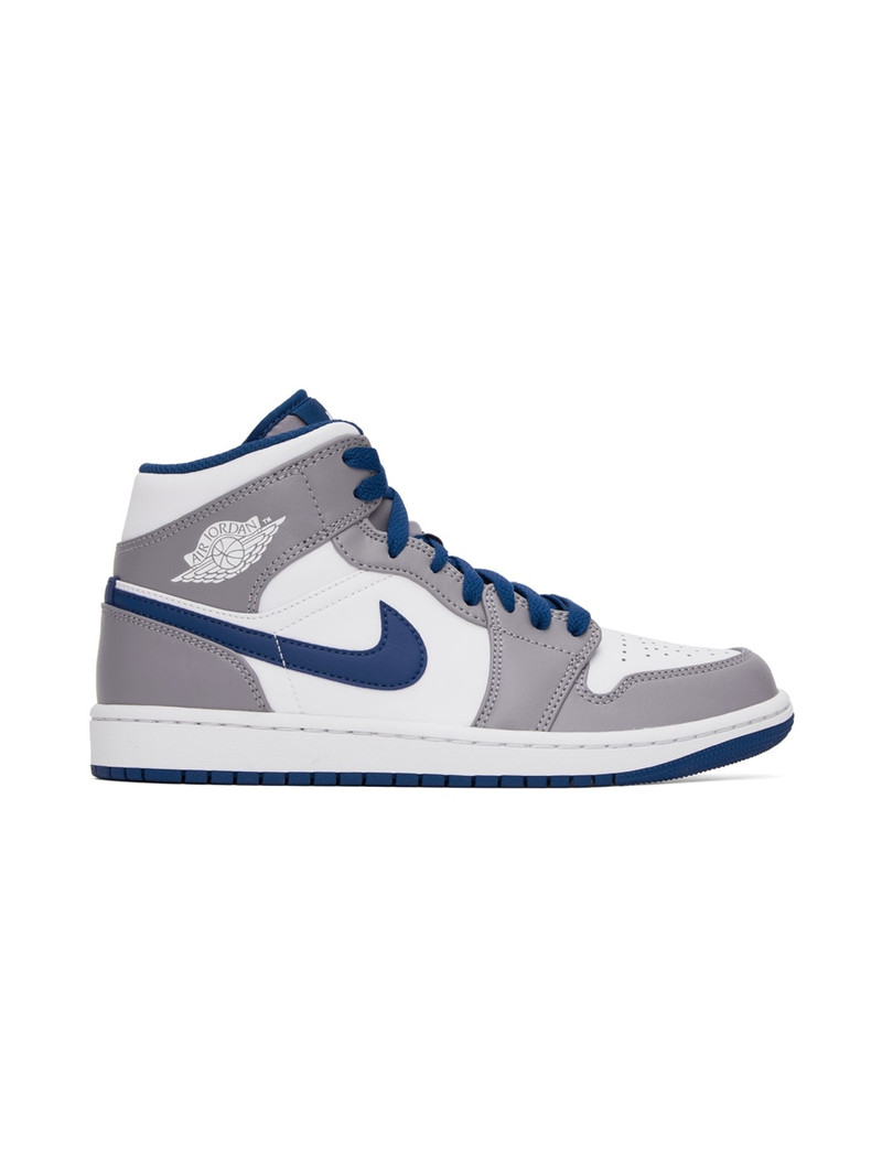 Gray & White Air Jordan 1 Mid Sneakers - 1